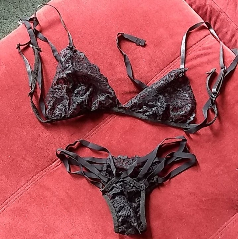 Black strappy lingerie set
